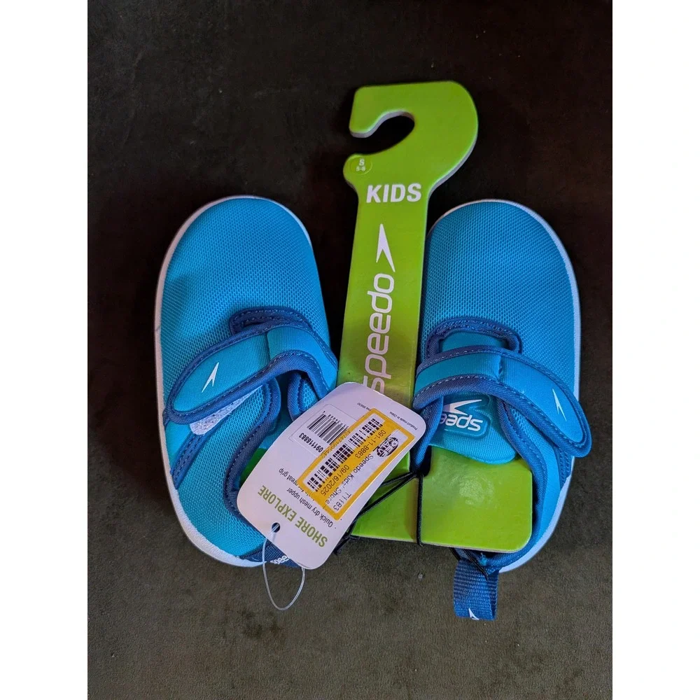 Speedo Shore Explore Boys Blue Quick Dry Mesh Water Shoes Size S 5-6 NEW‎